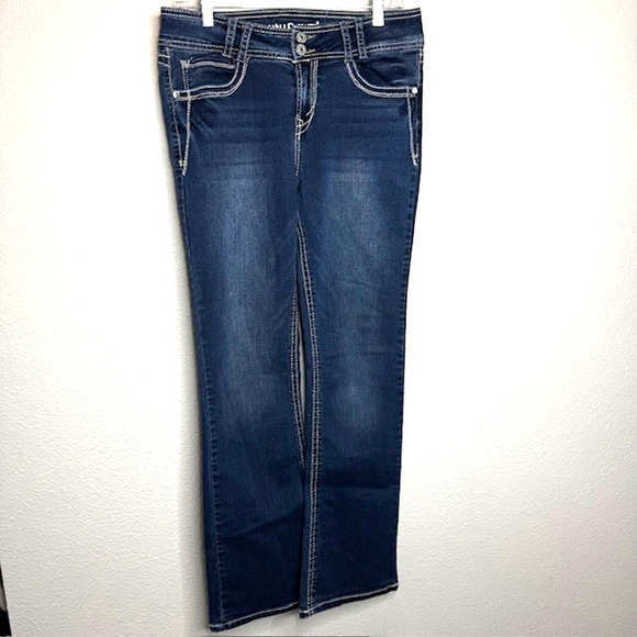 Mid Rise Y2K Heritage Curvy Fit Embroidered Bootcut Jeans Sz 11 - Picture 1 of 14